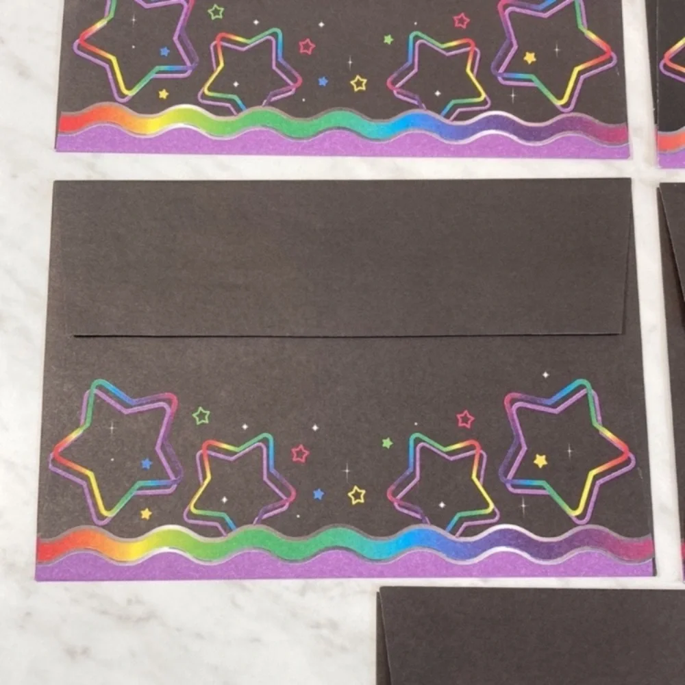 Gel Pen Star Envelopes Vintage Set of 5